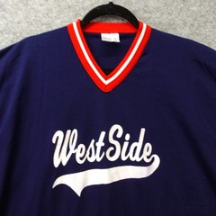 Vintage West Side T Shirt Mens XL Blue 18 Baseball Ringer 80s 90s USA Made GATOR