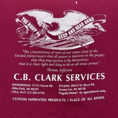 C.B. Clark Services Shirt Mens Extra Large Red Thomas Jefferson Quote 2A Graphic