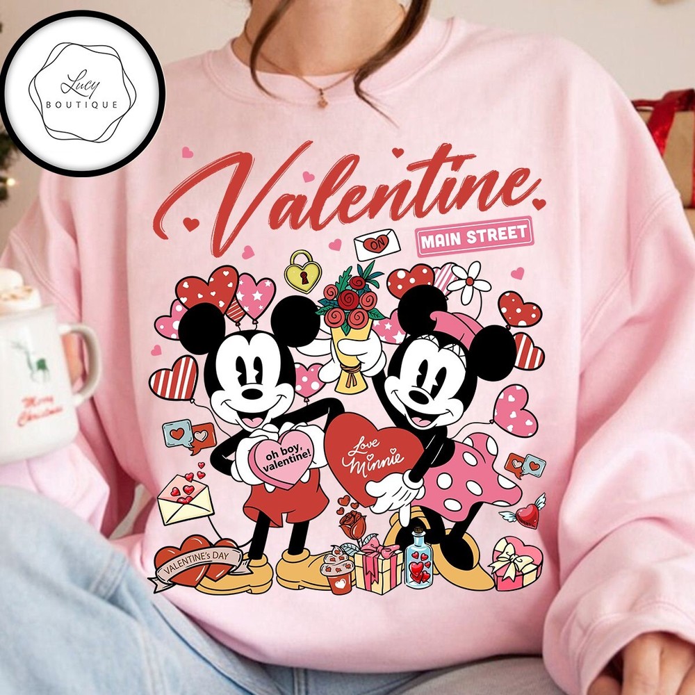 Vintage Mickey Minnie Disney Valentine on Main Street Unisex Shirt 800986