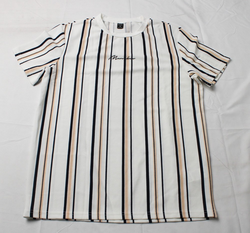 Shein Women’s Manfinity LEGND Letter Graphic Striped Tee EG7 Multicolor Medium