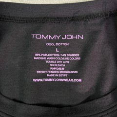 Tommy John Men’s T-shirt Large Black Cool Cotton Short Sleeve Crew Neck Tapered