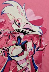 Hazbin Hotel Angel Dust Summer Splatter XL Pink Shirt Vivziepop Sharkrobot