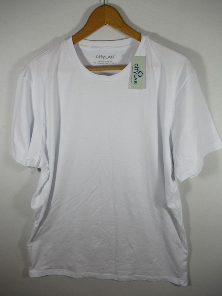 NEW City Lab Solid White T-Shirt Men 3XL Stretch Slim Fit