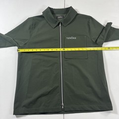 Tenore Zip Up Shirt Jacket Polo Short Sleeve Green Logo Pocket Men’s L