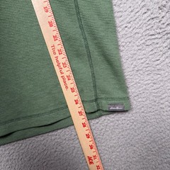 Eddie Bauer Thermal Henley Shirt Mens Medium Green Waffle Knit Outdoor