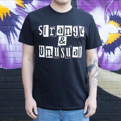 Strange & Unusual Mens T-shirt Size L Black Graphic Print Something Different