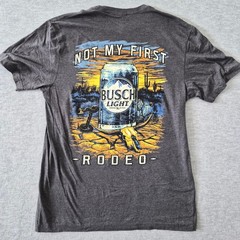 Busch Light Men Not My First Rodeo Graphic T-Shirt Heather Charcoal Medium Jedco