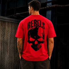 Oversized Skull Graphic Print Cotton T-Shirt Men’s Streetwear Gym Workout Sport