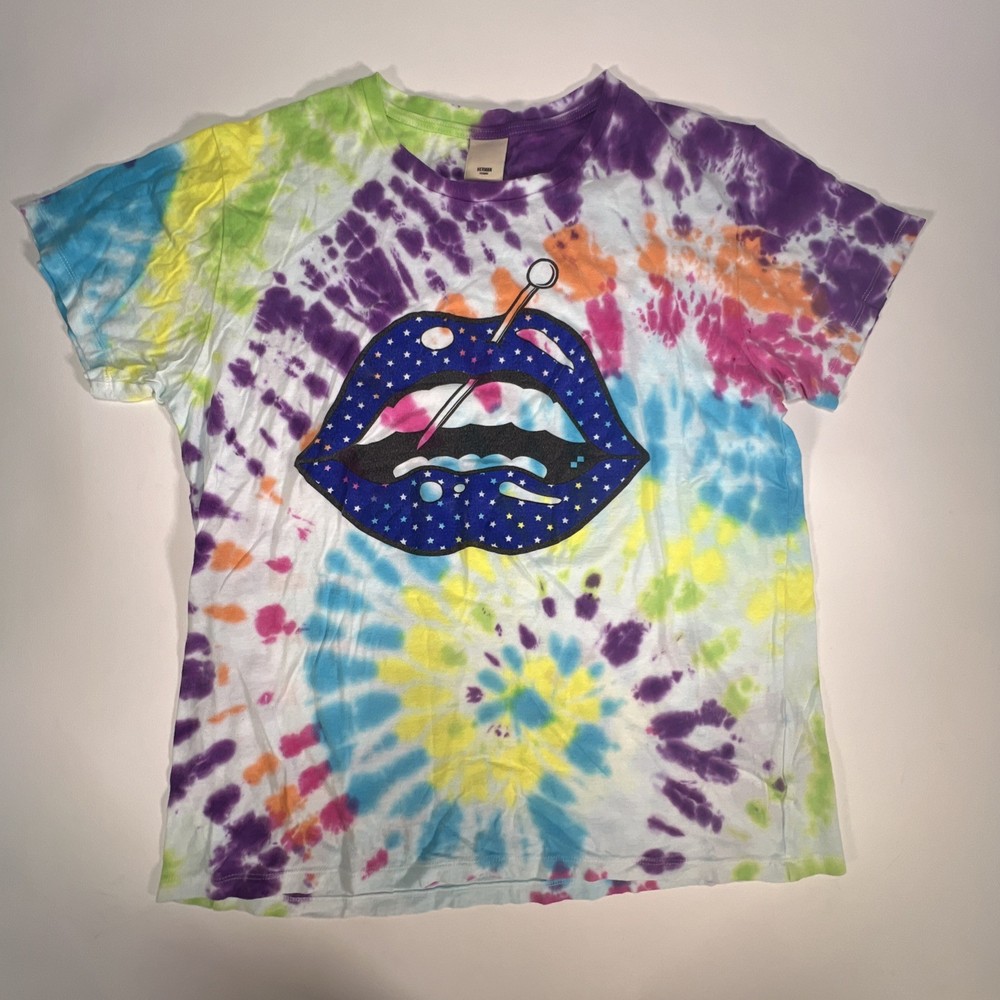 Herman Homme Pierced Lip Soft T-shirt Tie Dye XL Crew Neck Total Tiedye Pattern