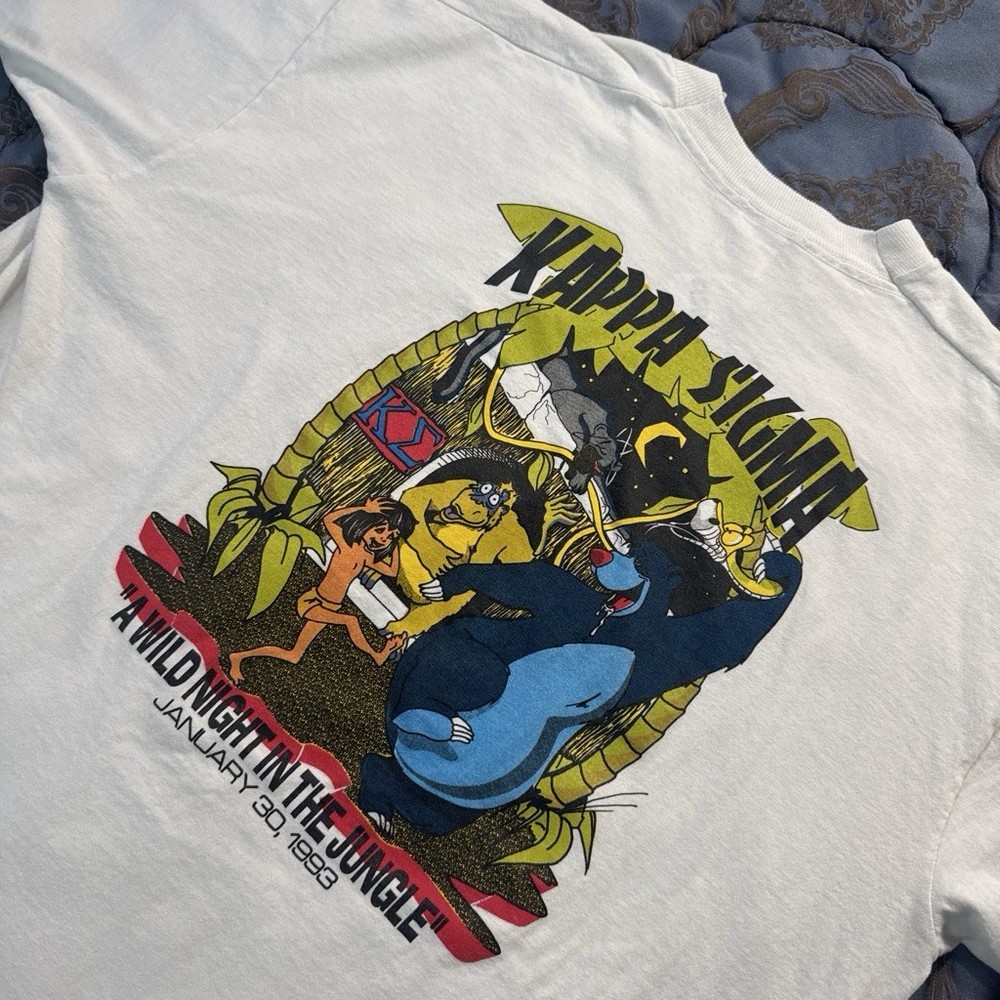 Rare Vintage 1993 Kappa Sigma The Jungle Book Frat Cartoon Tee Size XL