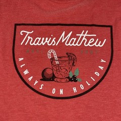 TravisMathew Shirt Mens Medium Red Always On Holiday Golf Christmas Graphic
