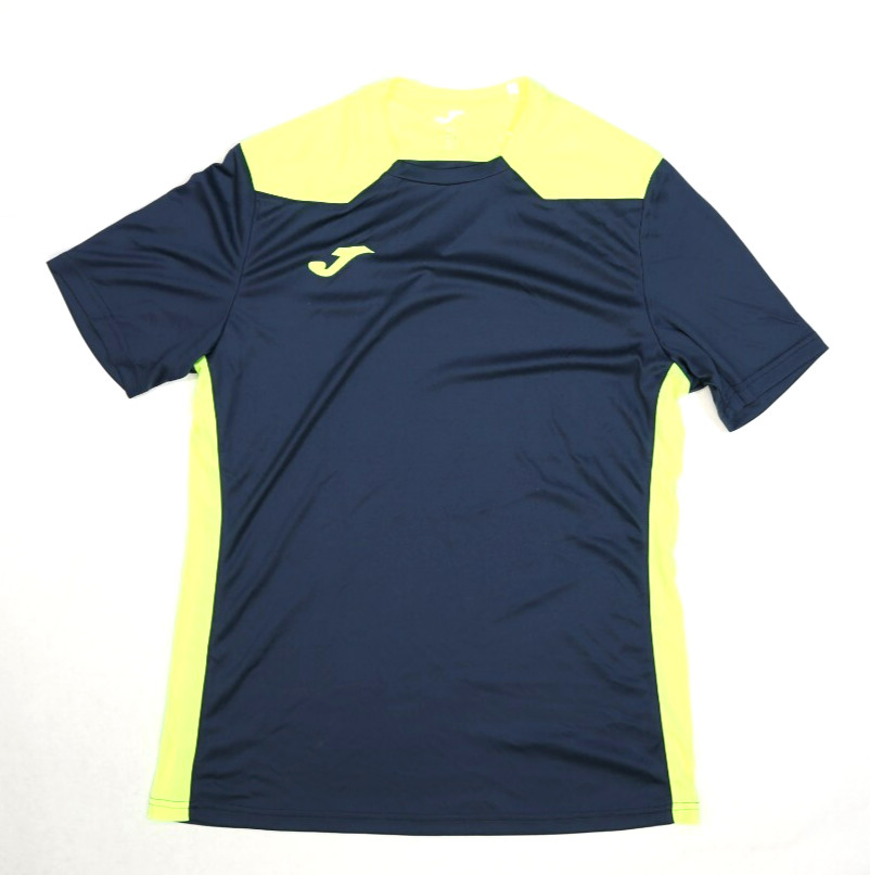 Joma Championship VI Mens Navy Blue Neon Yellow Short Sleeve Soccer T-Shirt L