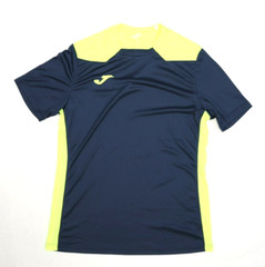 Joma Championship VI Mens Navy Blue Neon Yellow Short Sleeve Soccer T-Shirt L