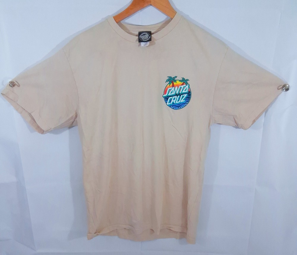 The Original SANTA Cruz SKATEBOARD T-Shirt Short Sleeve Size M Medium Beige