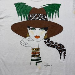Vintage 90s Lady Glamour Art Deco Fashion Illustration Graphic T-Shirt – Large