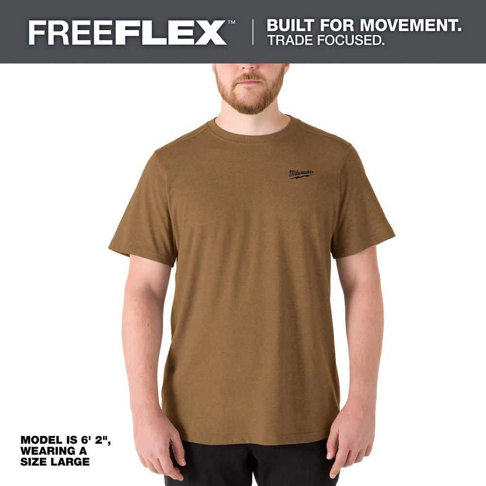 Milwaukee Men’s X-Large Brown Cotton/Polyester Short-Sleeve Hybrid Work T-Shirt