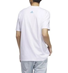 adidas Men’s Crewneck Food Truck Graphic T-Shirt White/Pulse Blue-Medium