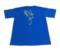 Vintage Y2K Isle Of Capri Casino Shirt Mens L Blue Double Sided Parrot Graphic