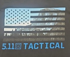 5.11 511 Tactical Men’s Black T-Shirt Size Large XL USA Flag Black