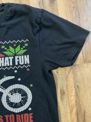 Christmas Moto T-shirt Shirt Top Size S Short Sleeves Black Screen Print Biker