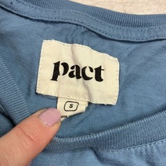 Pact Softspun Crew Neck T Shirt Mens Small Blue Organic Cotton Logo Standard Fit