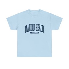 Malibu Beach California Souvenir Beach, Retro, Minimalist T-Shirt Light Blue