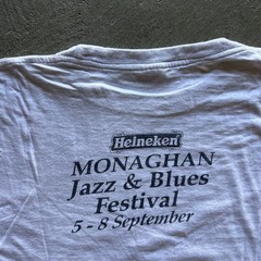 Vintage 90s Harvest Time Blues Shirt Size XL Gray Monaghan Jazz & Blues Festival
