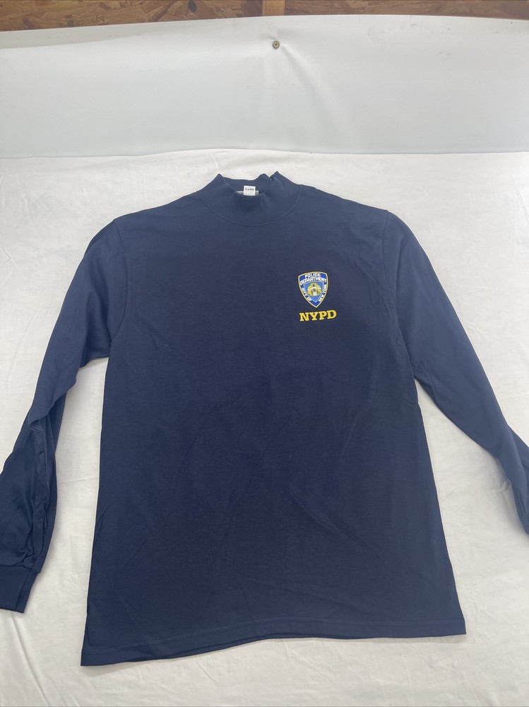New York Police Department Adult M, Long Sleeve Mock Neck Navy W/Yellow Logo New