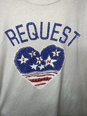 Vintage 90s Request Jeans Heart T Shirt Mens M White Patriotic Short Sleeve Love
