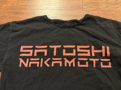 Satoshi Nakamoto Faded Black T-Shirt Men’s Size XL? CUT TAG Tee