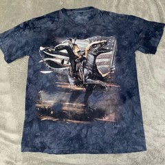 The Mountain Ronald Reagan Riding A Velociraptor American Flag T-Shirt