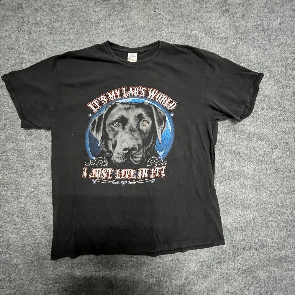 Delta Pro Weight T-Shirt Mens Size XL Black It’s My Lab’s World Dog Graphic Tee