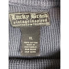 Vintage Lucky Brand Thermal Shirt Men XL Blue Spellout Logo Long Sleeve Pullover