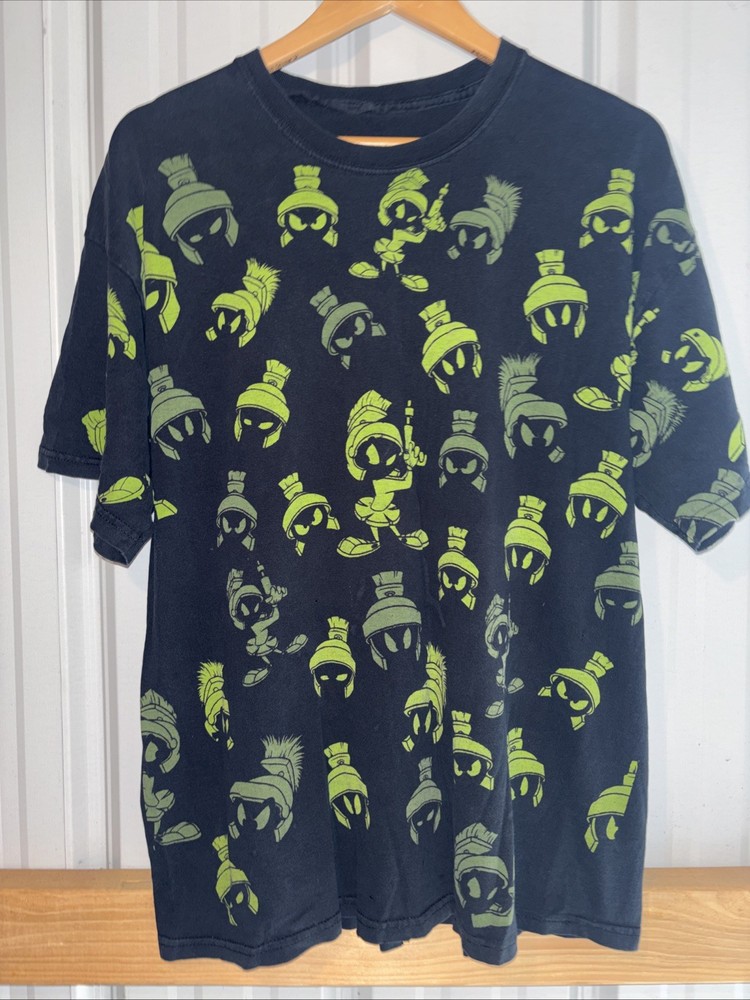 VTG Marvin the Martian All Over Print T Shirt Mens L/XL Warner Brothers Looney