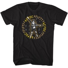 ACDC Music New T-Shirt 50 Year Tour Angus Young Metal Rock N Roll Black Cotton