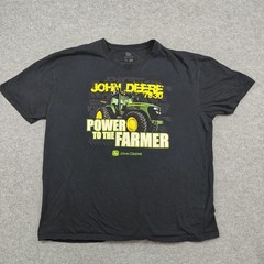 John Deere Shirt Mens 2XL Black Power To The Farmer Tractor Farming Graphic Tee