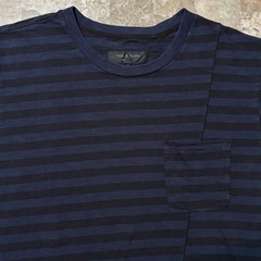 Rag And Bone Shirt Mens XL Blue Short Sleeve Split Hem Cotton Pocket Tee
