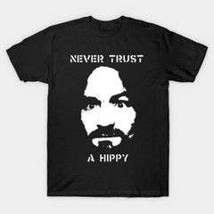 Never Trust a Hippy Funny Face Dark Unisex T-Shirt,black color