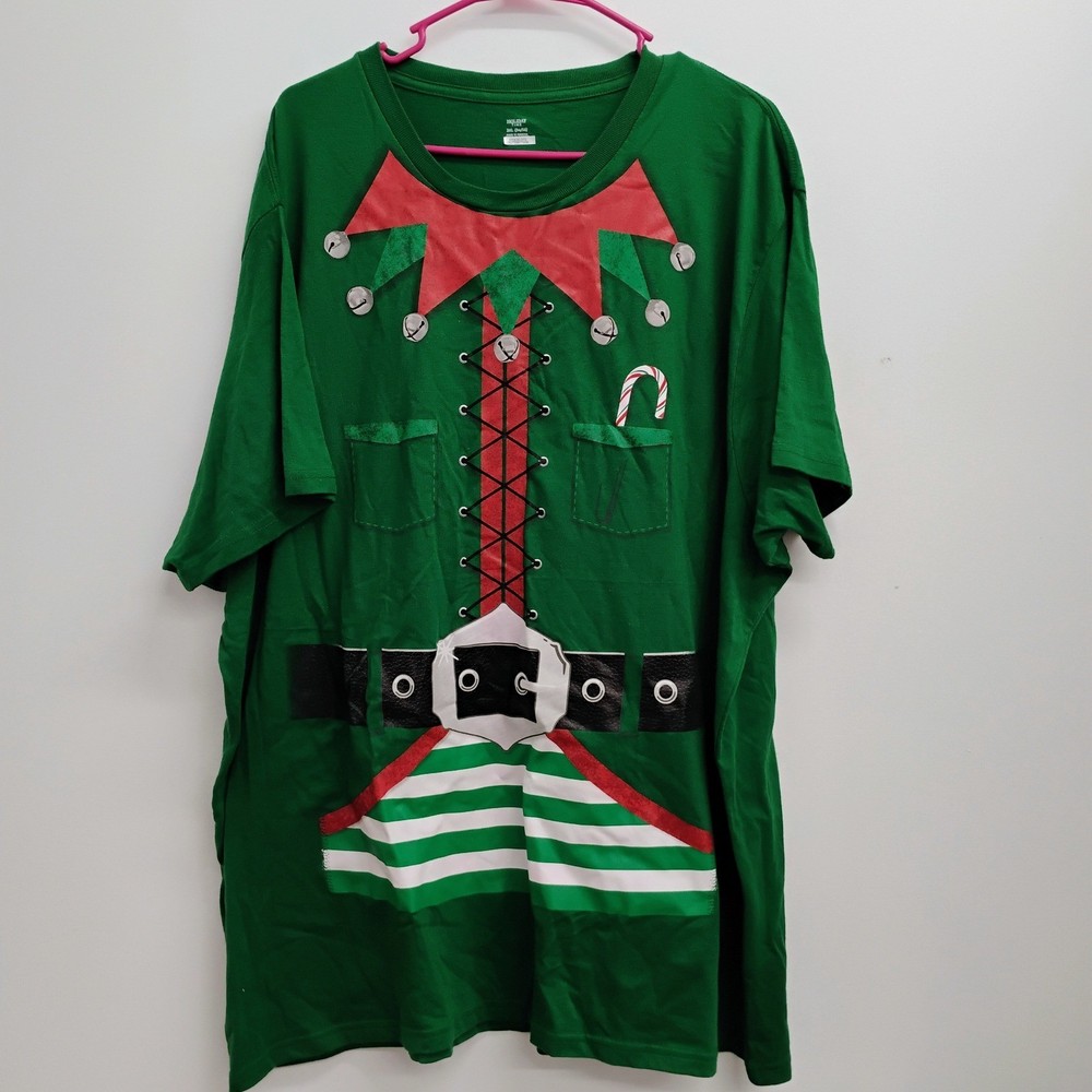 Holiday Time Green Elf Costume T Shirt Top Mens 3XL 54 56 Christmas