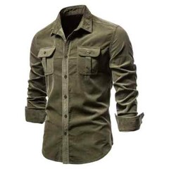 Cotton Men’s Shirt Casual Fashion Solid Color Corduroy Shirts Autumn Slim