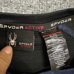 Spyder Shirt Mens Size XL Blue Long Sleeve Athletic Performance Stretch Workout
