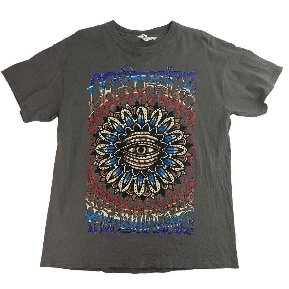 Gildan All Seeing Eye Graphic Print T-Shirt Men’s Large Gray Cotton Casual