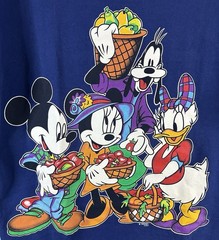 Vintage Disney Mickey Minnie Goofy Daisy Friends Fall Harvest Shirt Mens L Blue