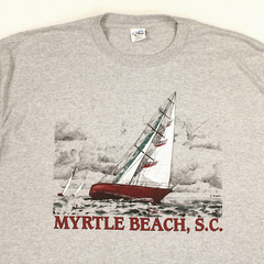 CAL CRU Vtg 90s Myrtle Beach, SC Sailboat Heather Gray Graphic T-SHIRT Men’s XL