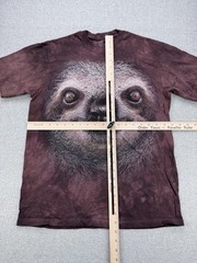 The Mountain T Shirt Mens M “Sloth Face” Liquid Blue Hand Dyed Big Face Boho Tee