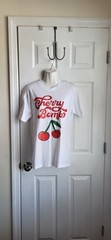 Brooklyn Vertical Cherry Bomb White Graphic Women’s Short Sleeve T-Shirt Size S