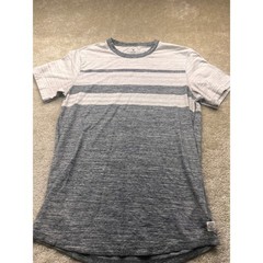 American Eagle Flex Stripe Tee Mens Large Tall Grey White Marled Crew Neck Shirt
