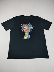 District Shirt Mens 2XL Black Graphic Print Short Sleeve Stretch Art Streetwear