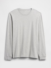 Gap Everyday Soft Long Sleeve Shirt Mens Medium Gray Crew Cotton Solid $30 MSRP