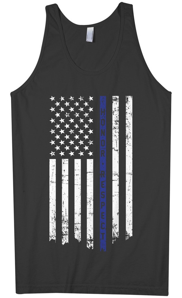 Threadrock Men’s Honor Respect Thin Blue Line Flag Tank Top